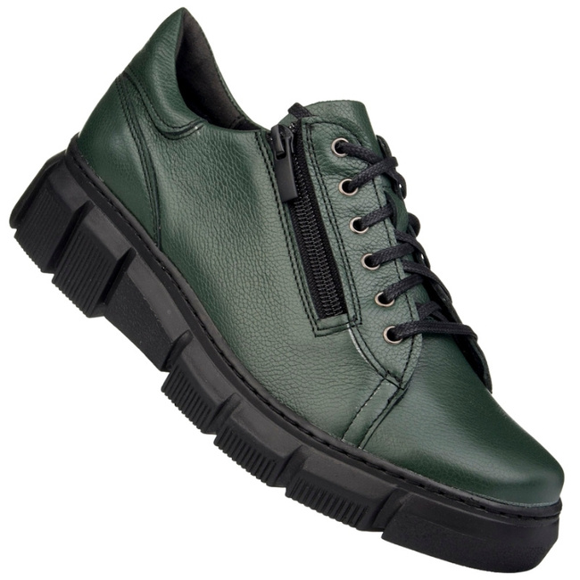 Półbuty wiązane z zamkiem damskie Wielbut 030 zielone Polskie