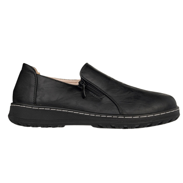 Buty na szerokie stopy damskie Potocki 90352BK czarne z zamkiem