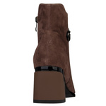 Botki damskie na obcasie S.Barski CR52-650 brown brązowe skórzane