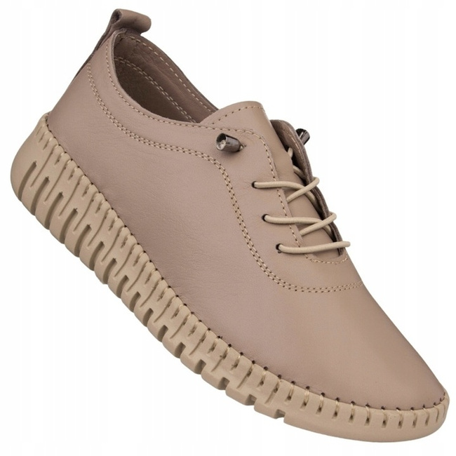 Skórzane półbuty na platformie T. Sokolski 4000 Vizon szare wiązane