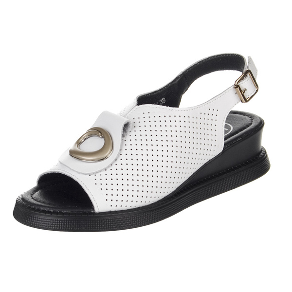 Sandały na koturnie damskie Filippo DS6873/25 WH białe skórzane