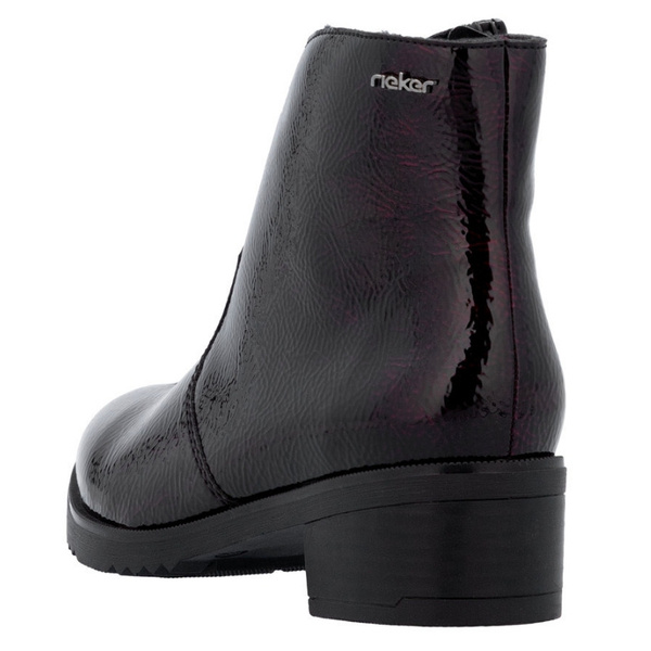 Botki damskie Rieker Y0553-35 red bordowe lakierowane