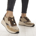 Beżowe sneakersy na platformie damskie Filippo DP7105/25 BE skórzane