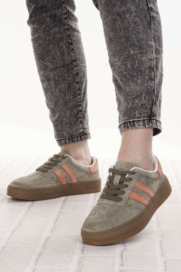 Szare sneakersy damskie Filippo DP6764/25 KH OR buty sportowe skórzane