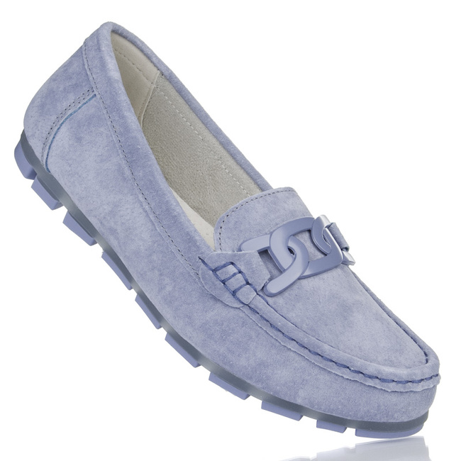 Niebieskie mokasyny skórzane damskie Filippo DP3630/25 BL wygodne