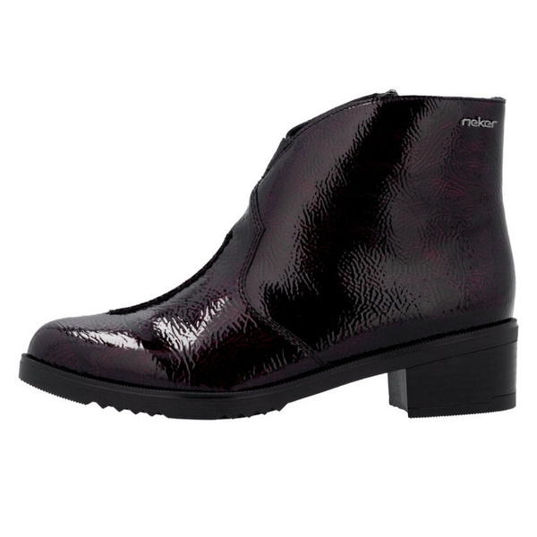 Botki damskie Rieker Y0553-35 red bordowe lakierowane