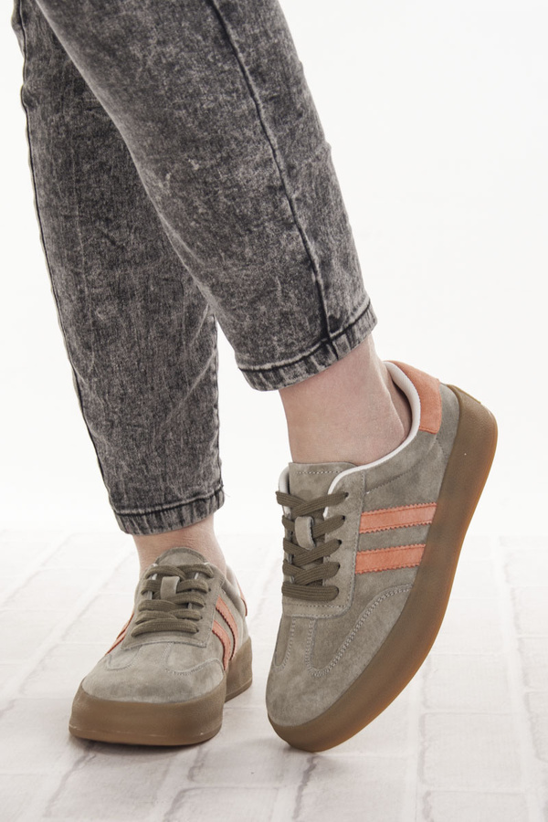 Szare sneakersy damskie Filippo DP6764/25 KH OR buty sportowe skórzane