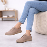 Skórzane półbuty na platformie T. Sokolski 4000 Vizon szare wiązane