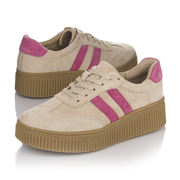Beżowe sneakersy damskie Filippo DP6776/25 BE FH buty sportowe skórzane