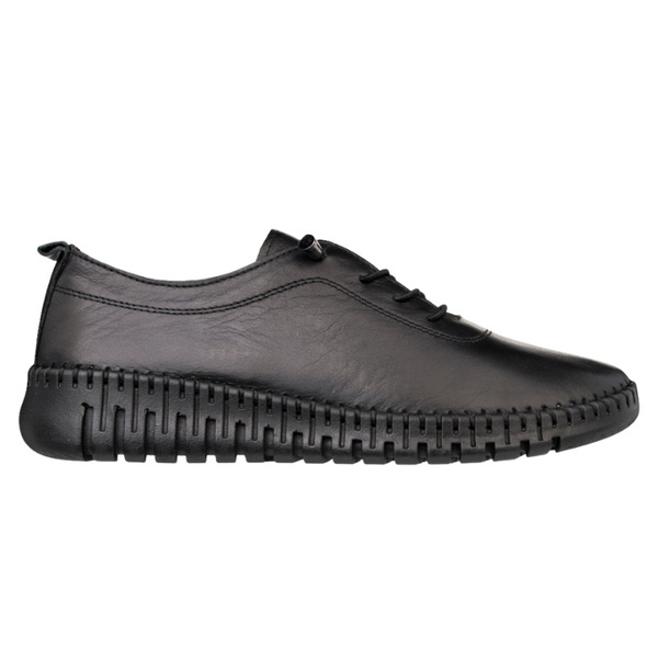 Skórzane półbuty na platformie T. Sokolski 4000 BLK czarne wiązane