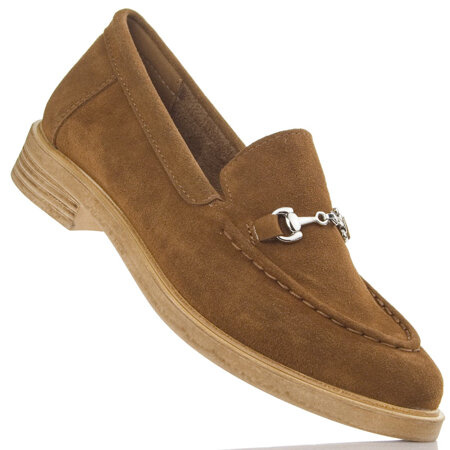 Półbuty damskie Nessi 24609 camel w skóra