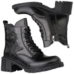 Skórzane trzewiki damskie Filippo DBT7133/25 BK czarne z motylkiem