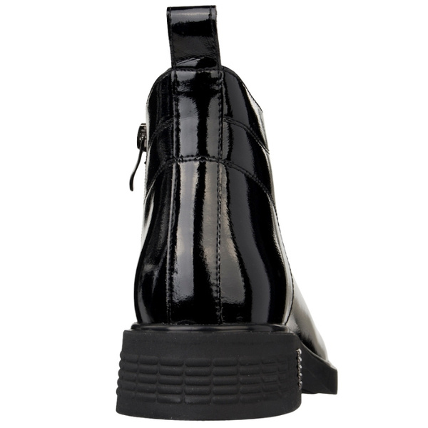 Lakierowane Botki z ozdobami D&A S.Barski MR52-118 czarne skórzane