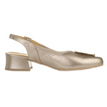 Złote sandały na płaskim obcasie Góral 1994 perła skórzane