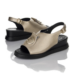 Sandały na koturnie damskie Filippo DS6873/25 GO złote skórzane