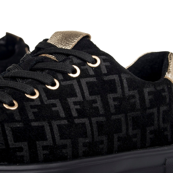 Czarne sneakersy na platformie damskie Filippo 6850/25 skórzane zamszowe