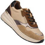 Beżowe sneakersy na platformie damskie Filippo DP7105/25 BE skórzane