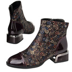 Botki damskie Barski CR42-695 brown wielokolorowe płaski obcas