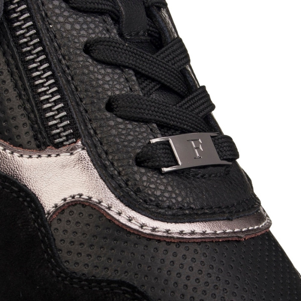 Czarne sneakersy na platformie damskie Filippo DP7105/25 BK skórzane