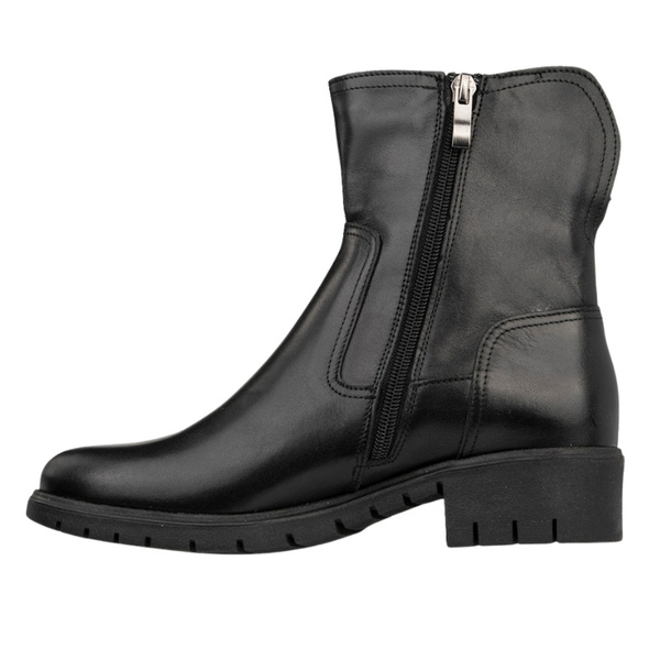 Skórzane Botki damskie Bioeco Arka 7969 czarne eleganckie ocieplone