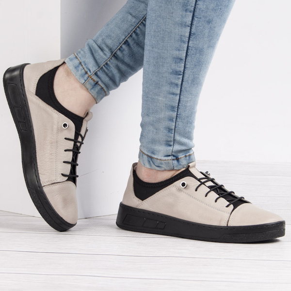 Półbuty damskie skórzane T. SOKOLSKI AMI W26-151 szare wygodne