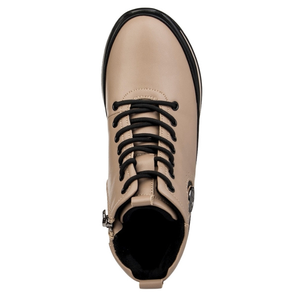 Beżowe Botki na platformie damskie Filippo DBT4215/25 TP skórzane