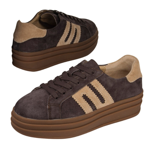 Brązowe sneakersy zamszowe Venezia V408-00392 skórzane sportowe