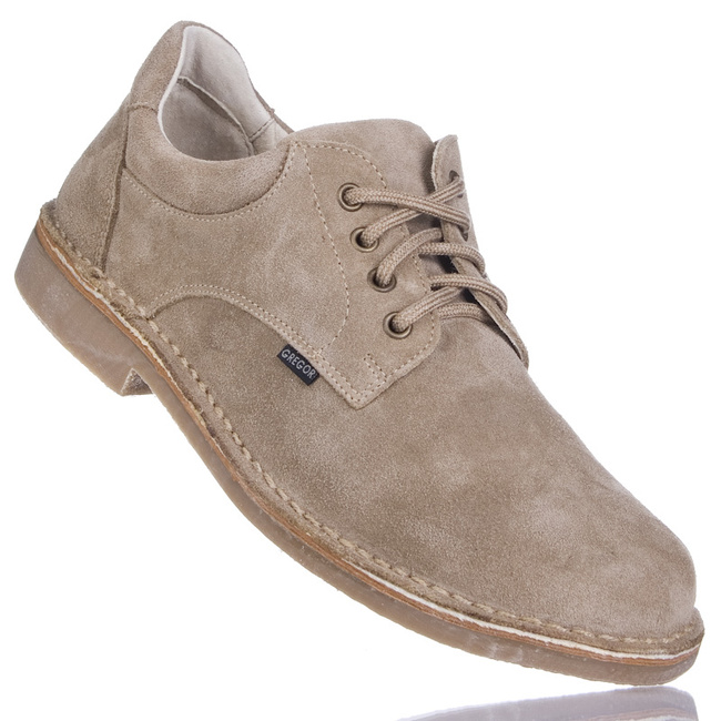 Beżowe półbuty breki osiołki męskie skórzane Gregor 1108 oliwkowe