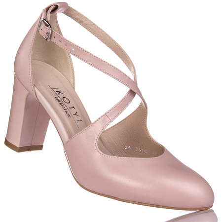 Różowe czółenka skórzane Kotyl 7080 róż lico buty ślubne