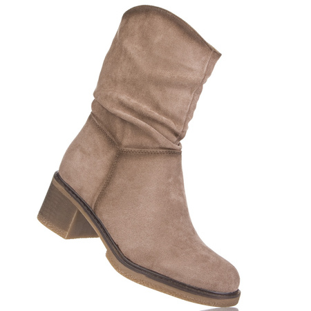 Zamszowe Botki damskie Potocki 51303BG beżowe kowbojki