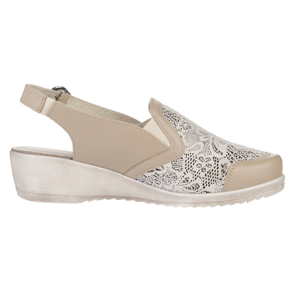 Sandały damskie na koturnie Axel 1904 beżowe wygodne na haluksy