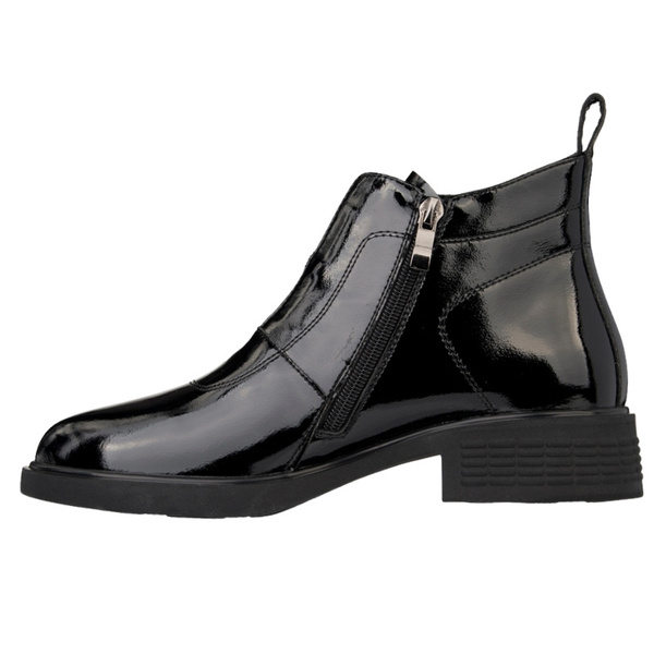 Lakierowane Botki z ozdobami D&A S.Barski MR52-118 czarne skórzane