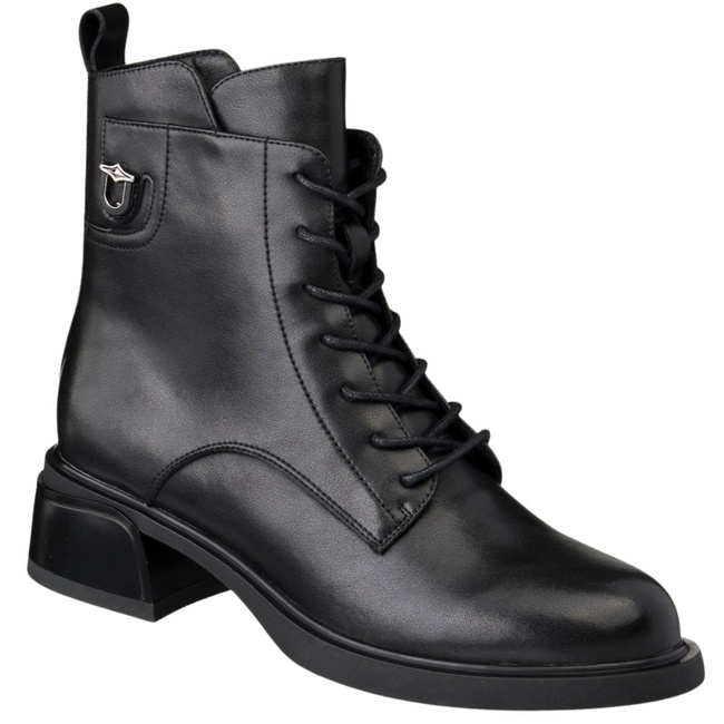 Skórzane trzewiki damskie Filippo DBT7369/25 BK czarne ocieplone