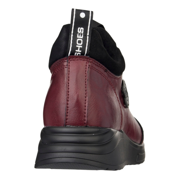 Bordowe Botki na platformie damskie Filippo DBT7168/25 BG skórzane