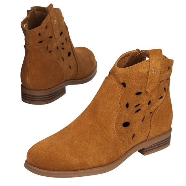 Skórzane Kowbojki damskie T.Sokolski HX Z25-166 rude ażurowe