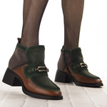 Botki na obcasie damskie Maciejka A6747-29/00-8 rudy brązowe zielone skórzane