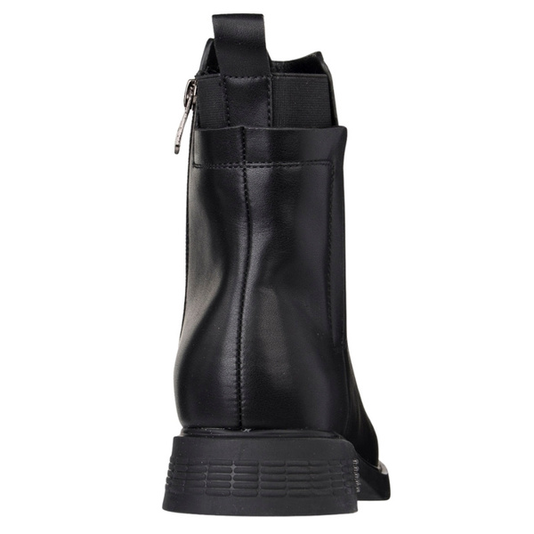 Czarne eleganckie botki damskie Filippo DBT7200/25 BK skórzane ocieplone