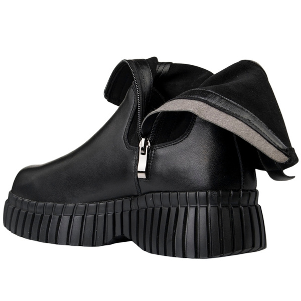 Czarne botki damskie Filippo DBT7163/25 BK skórzane ze stretchem