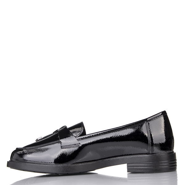 Eleganckie półbuty loafersy damskie Potocki 12369 czarne lakierowane