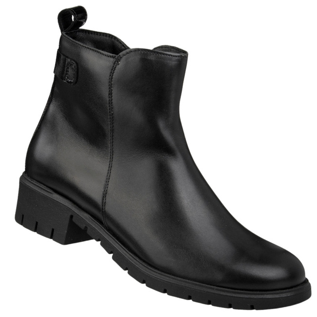 Skórzane Botki damskie Bioeco Arka 7911 czarne eleganckie ocieplone