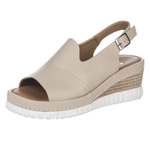 Sandały na koturnie damskie Artiker 56C0919 beige beżowe skórzane