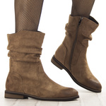 Zamszowe botki damskie Potocki 19311KH beżowe ocieplone wygodne