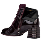 Lakierowane Botki damskie D&A S.Barski CR52-696 WINE bordowe skórzane