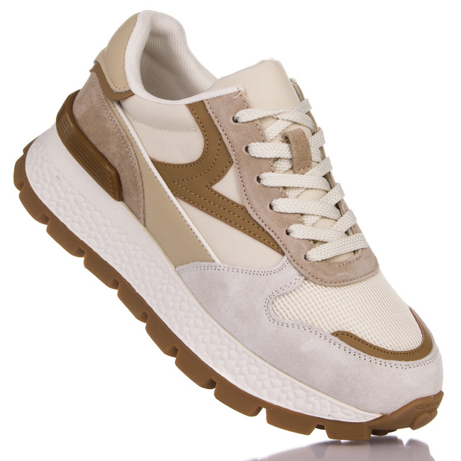 Sneakersy damskie beżowe Filippo DP7070/25 BR skórzane buty sportowe