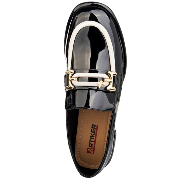 Lakierowane półbuty loafersy damskie Artiker 55C0413 czarne skórzane