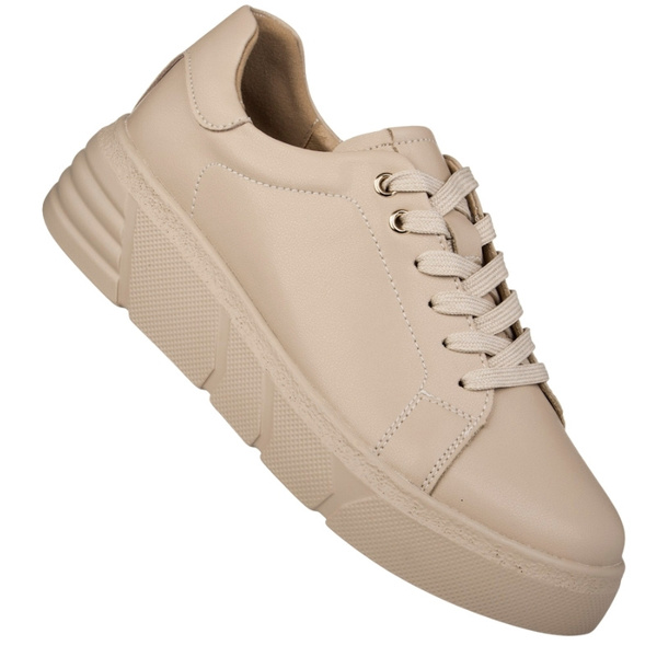 Beżowe półbuty skórzane T.Sokolski J24-213 sportowe lekkie wiązane