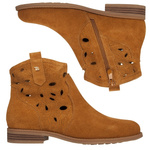 Skórzane Kowbojki damskie T.Sokolski HX Z25-166 rude ażurowe