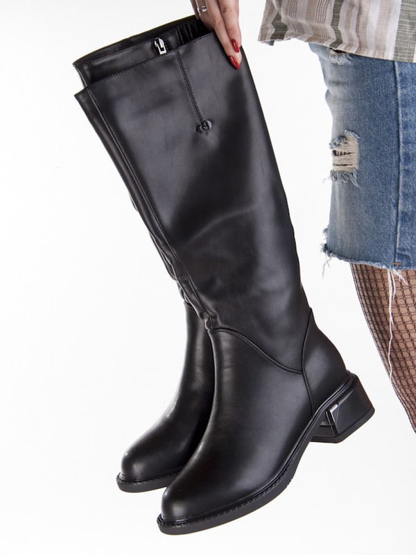 Kozaki damskie skórzane D&A by S.Barski CR52-110 black czarne