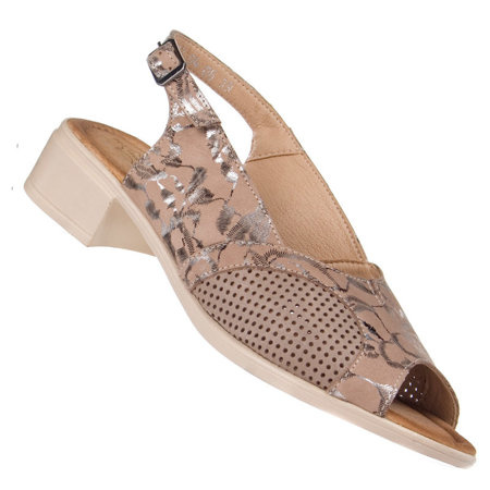 Sandały damskie Axel 2497 Beż Liście + Wosk