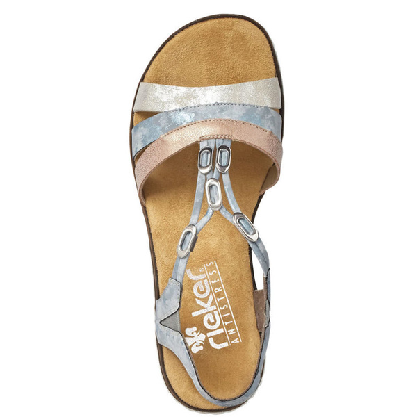 Sandały damskie Rieker V36G4-40 bleu kombi niebieskie wygodne lekkie